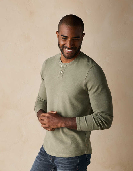 Moss - Puremeso Two Button Henley