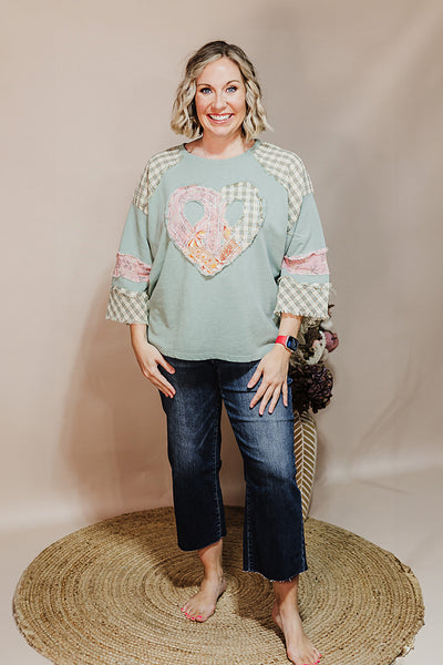 Piece Of My Heart Top - Dusty Sage