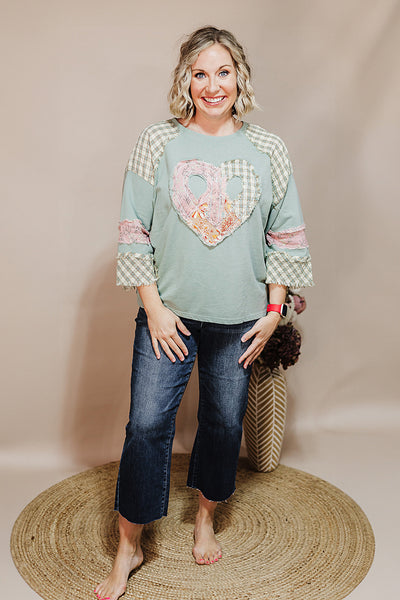 Piece Of My Heart Top - Dusty Sage