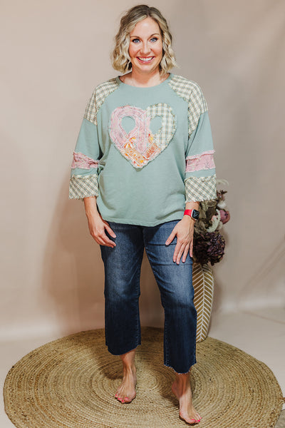 Piece Of My Heart Top - Dusty Sage