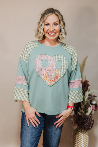 Piece Of My Heart Top - Dusty Sage