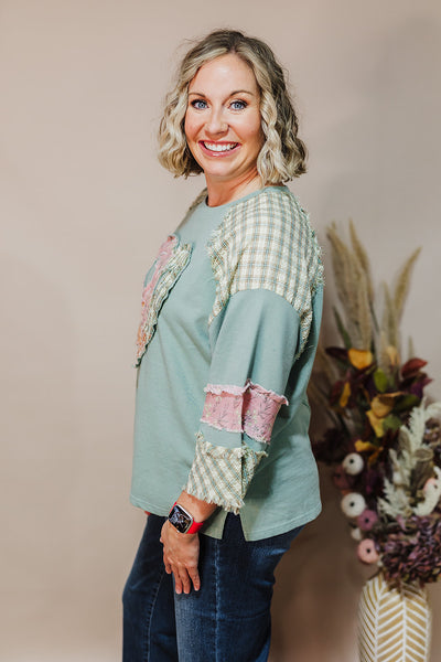 Piece Of My Heart Top - Dusty Sage