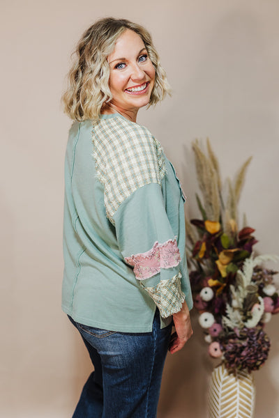 Piece Of My Heart Top - Dusty Sage