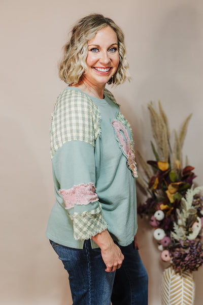 Piece Of My Heart Top - Dusty Sage