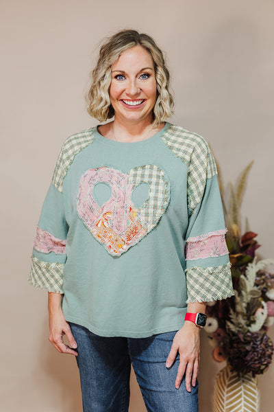 Piece Of My Heart Top - Dusty Sage