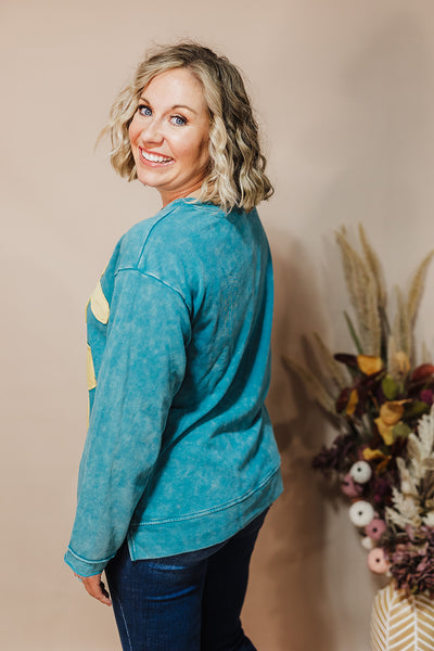 Flower Patch Sweatshirt - Teal