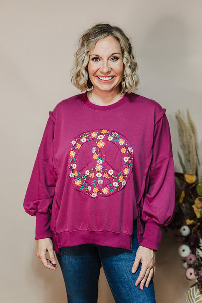 Peace & Blessings Top - Plum