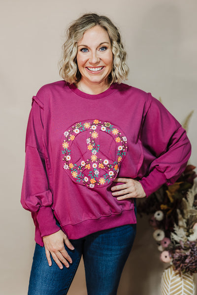 Peace & Blessings Top - Plum