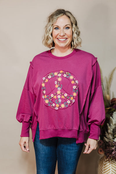 Peace & Blessings Top - Plum