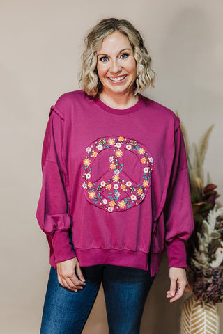 Peace & Blessings Top - Plum