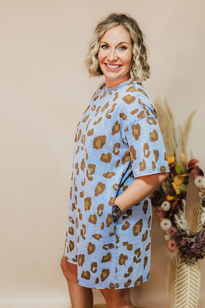 Keep It Leopard Dress - Peri Blue