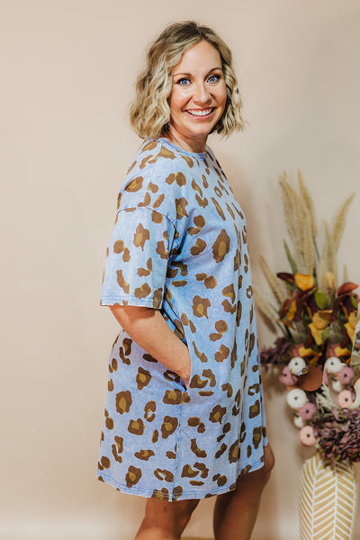 Keep It Leopard Dress - Peri Blue