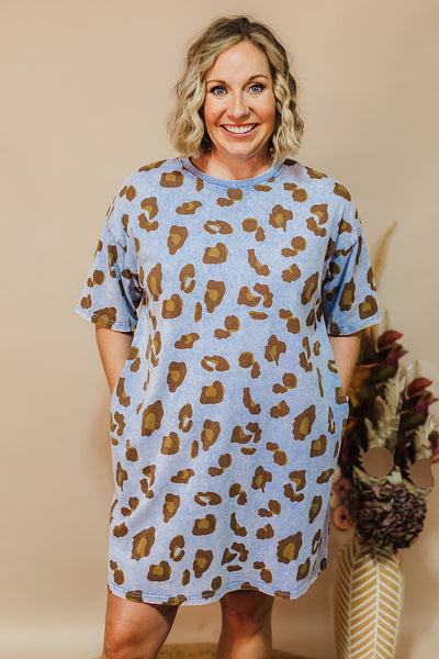 Keep It Leopard Dress - Peri Blue