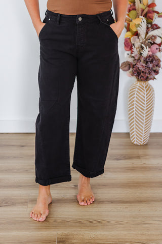 Black Risen Barrel Jeans