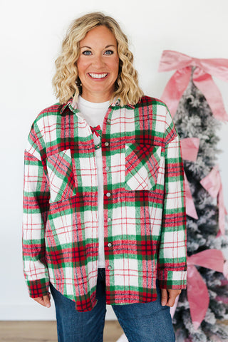 Pretty in Plaid Shacket - Red/Green