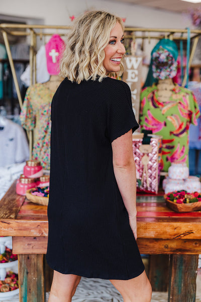 Ribbed Dress - Black