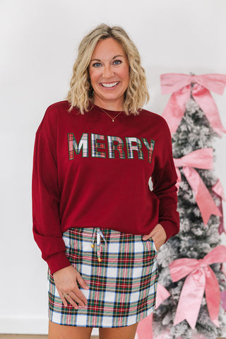 White Christmas Plaid Skort