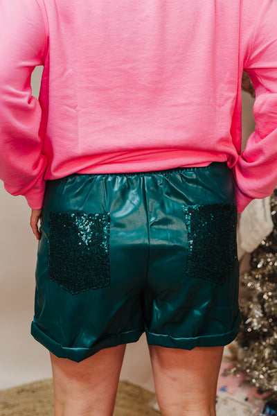 Merry Sequin Shorts H. Green