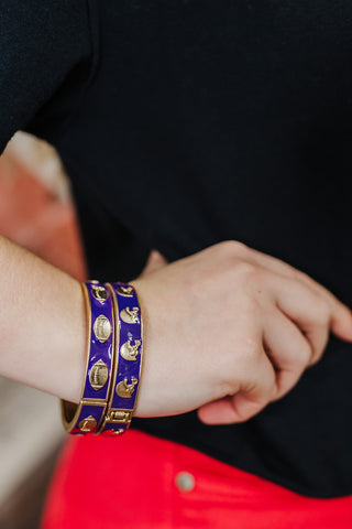 Game Day Enamel Football Helmet Hinge Bangle in Purple