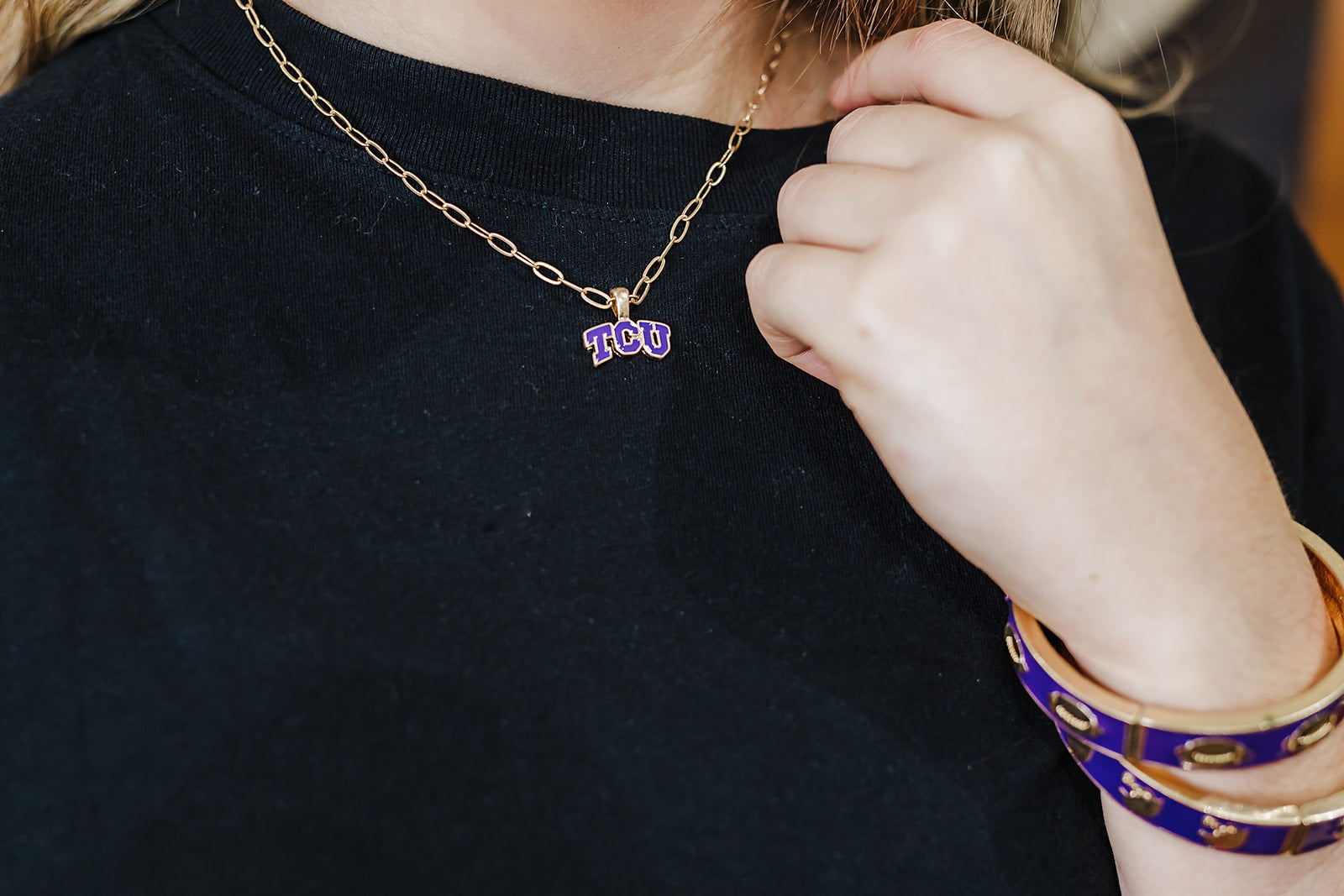 TCU Horned Frogs Enamel Pendant Necklace