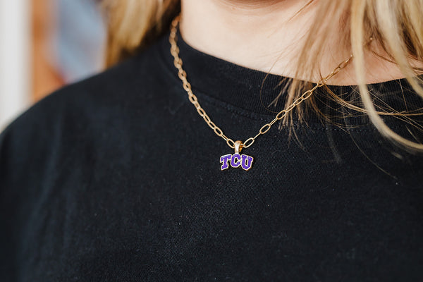 TCU Horned Frogs Enamel Pendant Necklace