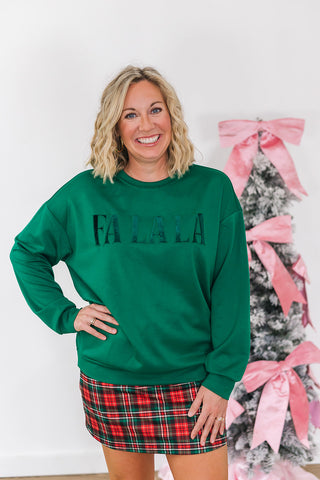 Fa La La Velvet Patch Luxe Pullover