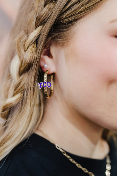 TCU Logo Hoop Earrings