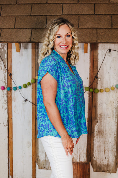 Southwest Style Top - Blue