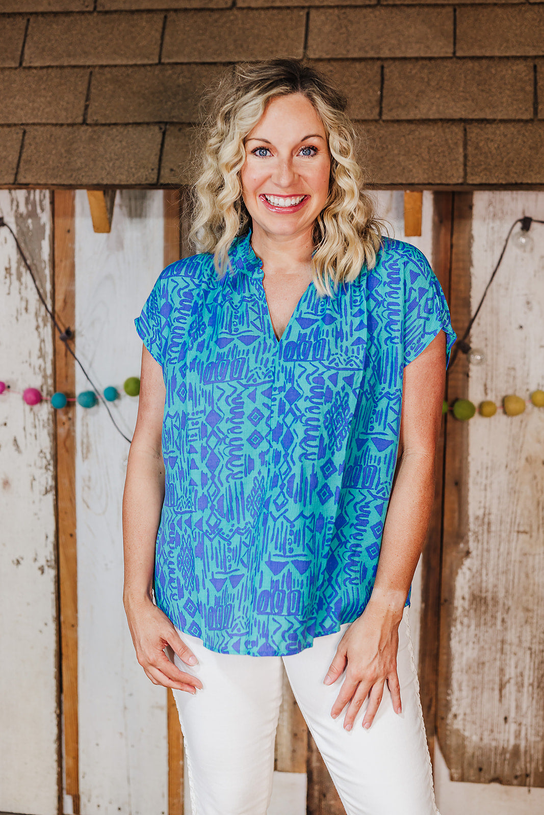 Southwest Style Top - Blue