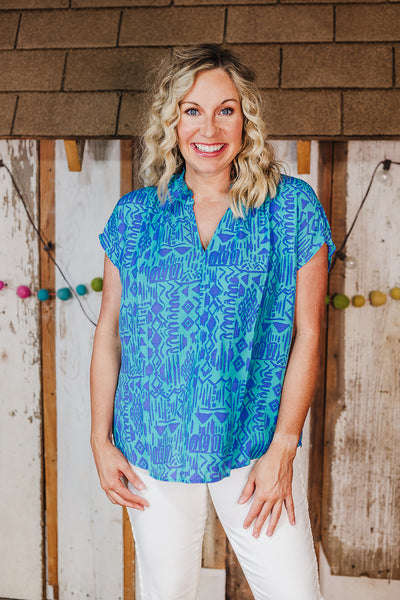 Southwest Style Top - Blue