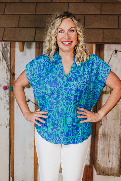 Southwest Style Top - Blue