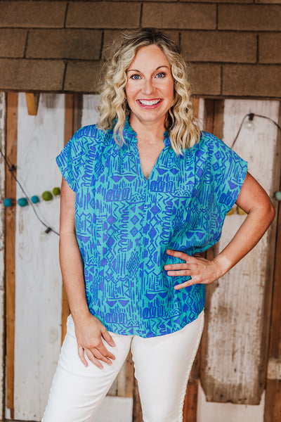 Southwest Style Top - Blue