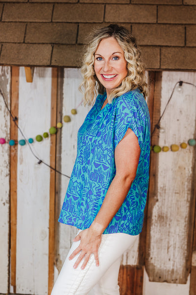 Southwest Style Top - Blue