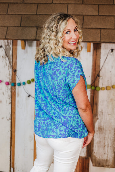 Southwest Style Top - Blue