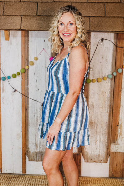 Cheri Fade Stripe Tiered Dress