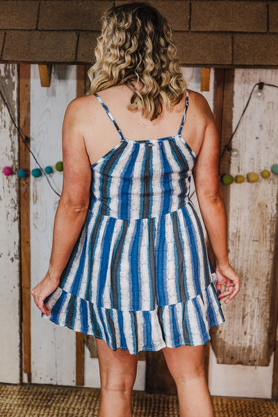 Cheri Fade Stripe Tiered Dress