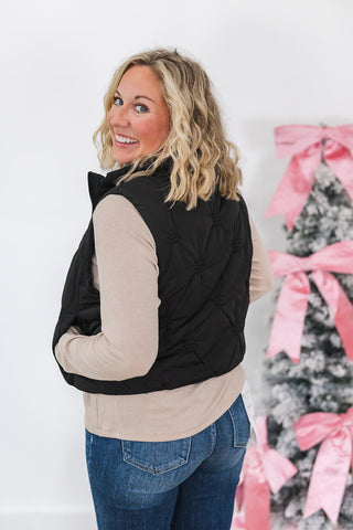 Quilted Puffer Vest - Black