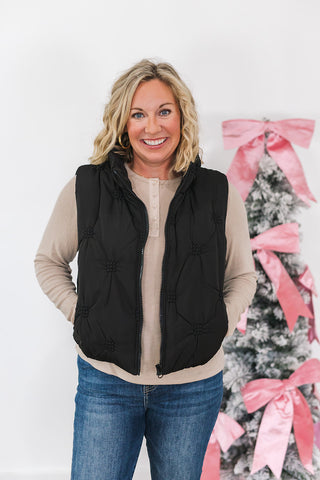 Quilted Puffer Vest - Black