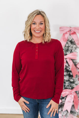 Baylor Basic Long Sleeve Top - Wine