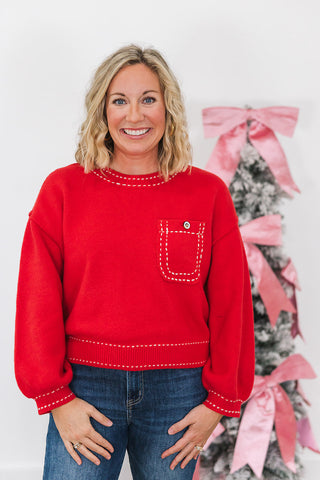 Stitch Queen Sweater - Red