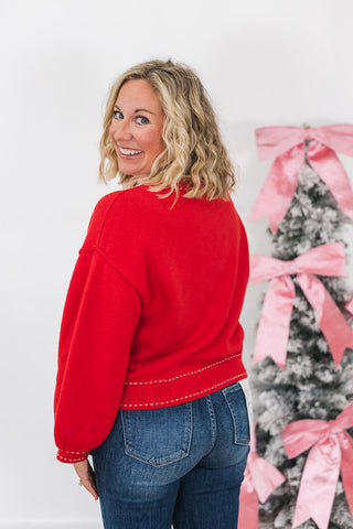 Stitch Queen Sweater - Red