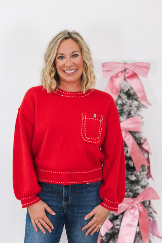 Stitch Queen Sweater - Red