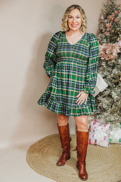 Pretty Green Plaid Dress