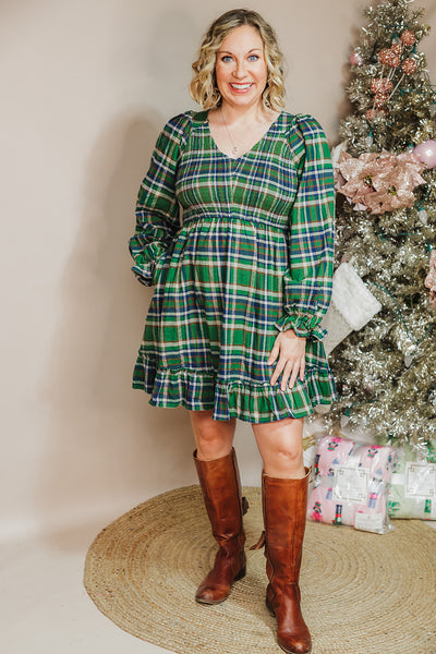 Pretty Green Plaid Dress