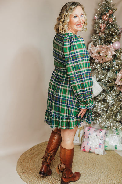 Pretty Green Plaid Dress