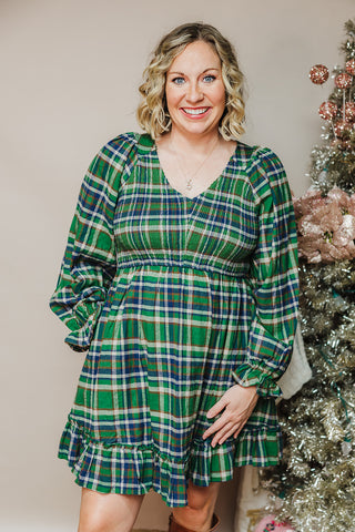 Pretty Green Plaid Dress