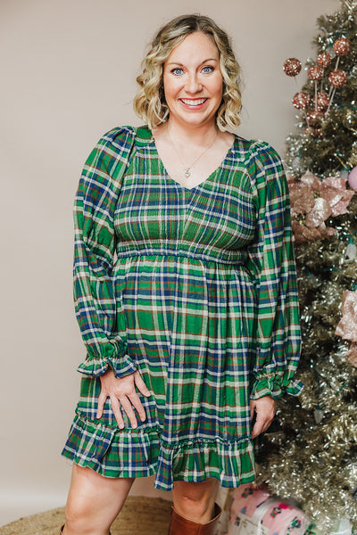 Pretty Green Plaid Dress