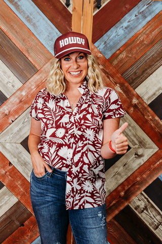 Howdy Maroon Trucker Cap