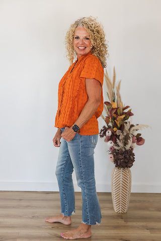 Lilly Orange Eyelet Top