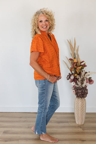 Lilly Orange Eyelet Top